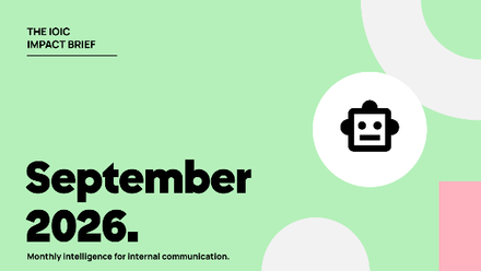 Green background with text The IOIC Impact Brief for September 2026 and an icon of an robot