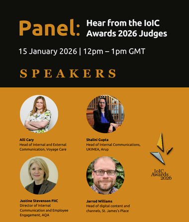 Promotional graphic for “Panel: Hear from the IoIC Awards 2026 Judges”, 15 January 2026, 12–1pm GMT