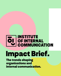 Impact brief on green background and abstracts and IOIC logo